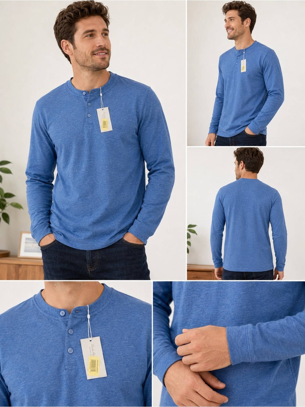 Daniel Cremieux Heathered Blue Long-Sleeve Henley